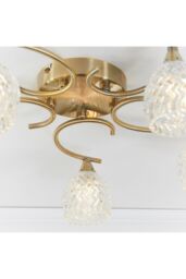 Netlighting Boyer 5 Light Semi Flush Multi Arm Ceiling Light Antique Brass Glass G9 in Gold - thumbnail 5