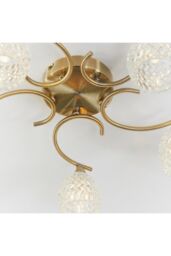 Netlighting Boyer 5 Light Semi Flush Multi Arm Ceiling Light Antique Brass Glass G9 in Gold - thumbnail 4
