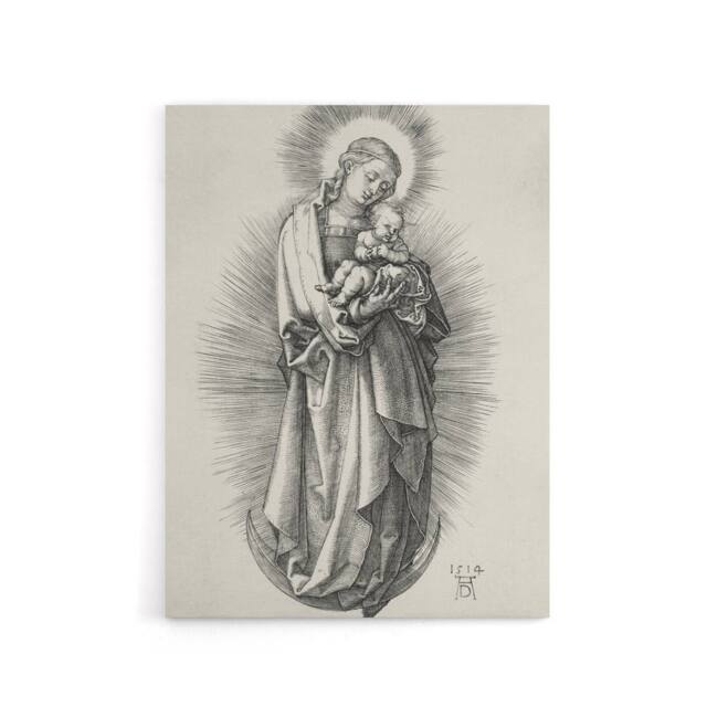"Artery8 The Virgin on the Crescent Moon Durer Canvas Wall Art Print in White - Size: W12"" x H16""" - image 1