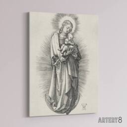 "Artery8 The Virgin on the Crescent Moon Durer Canvas Wall Art Print in White - Size: W12"" x H16""" - thumbnail 2
