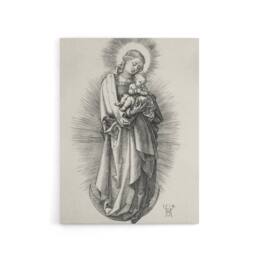 "Artery8 The Virgin on the Crescent Moon Durer Canvas Wall Art Print in White - Size: W12"" x H16""" - thumbnail 1