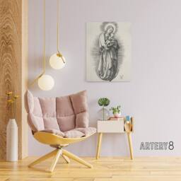 "Artery8 The Virgin on the Crescent Moon Durer Canvas Wall Art Print in White - Size: W12"" x H16""" - thumbnail 3