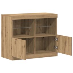 Berkfield Home Sideboard with LED Lights Artisan Oak 81x37x67 cm in Brown - Size: 81 x 37 x 67 cm - thumbnail 4