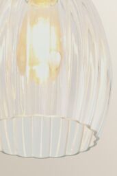 ValueLights Cheltenham Clear Ribbed Glass Dome Flush Ceiling Light in Black - thumbnail 4