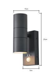 BHS Lighting Jared Anthracite Outdoor Wall Light with Sensor in Dark Grey - thumbnail 5
