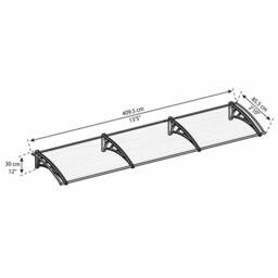 Palram Patio Cover Neo Door Awning Canopy 4050 Twinwall - L409.5 cm - Grey - thumbnail 4