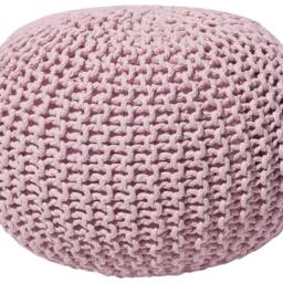 Wyld and Coco Pink Knitted Cotton Pouffe 50 x 35 cm - thumbnail 2