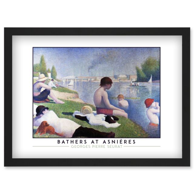 Artery8 Georges Pierre Seurat Bathers At Asnières Painting Artwork Framed Wall Art Print A4 in Black - image 1