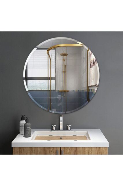 Living and Home 40cm Contemporary Circular Beveled Edge Frameless Wall Mirror in Clear - image 1
