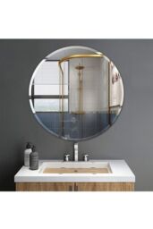 Living and Home 40cm Contemporary Circular Beveled Edge Frameless Wall Mirror in Clear - thumbnail 1