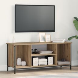 Berkfield Home TV Stand Artisan Oak Engineered Wood, Metal 102 x 35 x 45 cm in Brown