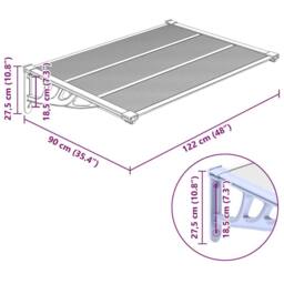 Berkfield Home Door Canopy Grey & Transparent 122x90 cm Polycarbonate in Clear - thumbnail 6