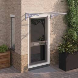 Berkfield Home Door Canopy Grey & Transparent 122x90 cm Polycarbonate in Clear - thumbnail 2