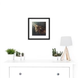 Artery8 Diefenbach Dying Deer Painting 8X8 Inch Square Wooden Framed Wall Art Print Picture with Mount in Black - thumbnail 2