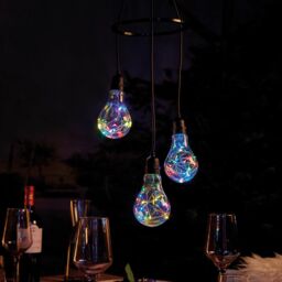 mysmartbuy Battery Powered Apollo 3 Drop Pendant Light with Multicolour LED's - Weatherproof Home or Garden Hanging Staggered Height Lighting in Black - thumbnail 1