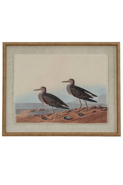 KDMD Flora & Fauna Sandpipers on Linen Beaded Frame Artwork in Brown - image 1