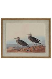 KDMD Flora & Fauna Sandpipers on Linen Beaded Frame Artwork in Brown