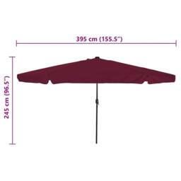 Berkfield Home Modern Garden Parasol with LED Lights 395x245 cm Bordeaux Red - thumbnail 8