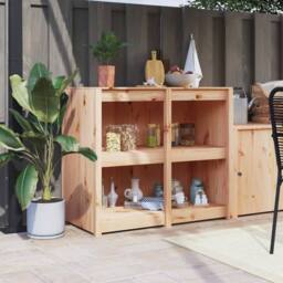 Berkfield Home Outdoor Kitchen Cabinet 106x55x92 cm Solid Wood Pine in Light Tan - Size: 106 x 55 x 92 cm - thumbnail 2