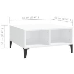 Berkfield Home Coffee Table High Gloss White 60x60x30 cm Engineered Wood - Size: 60 x 60 x 30 cm - thumbnail 6