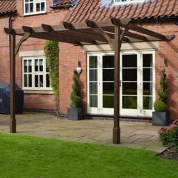 Rutland County Garden Furniture Ltd Wall Mounted Premium Pergola, Wood, L180 x W240 x H270cm, Rustic Brown - thumbnail 2