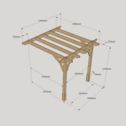 Rutland County Garden Furniture Ltd Wall Mounted Premium Pergola, Wood, L180 x W240 x H270cm, Rustic Brown - thumbnail 6