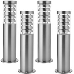 Loops 4 PACK Outdoor Garden Bollard Light Stainless Steel Outside Path LED Lamp Post in Metallics
