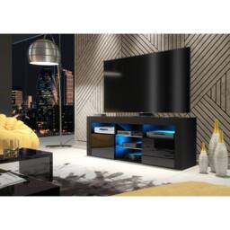 Mex Furniture LTD TV Unit Pulse 145cm - Black with Gloss Doors & LED Lights - thumbnail 2