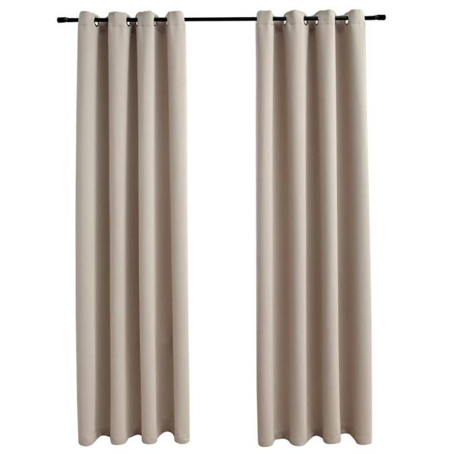 Berkfield Home Blackout Curtains with Metal Rings 2 pcs Beige 140x245 cm - image 1