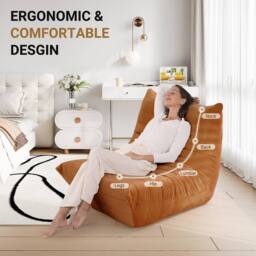 Dprodo Lazy Floor Sofa Couch, Ergonomic Design Fireside Chair in Brown - Size: 1 Pack - thumbnail 2