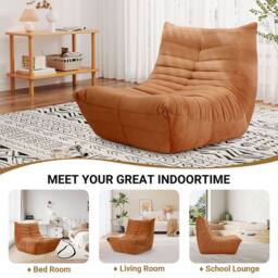 Dprodo Lazy Floor Sofa Couch, Ergonomic Design Fireside Chair in Brown - Size: 1 Pack - thumbnail 5
