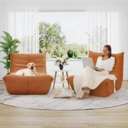 Dprodo Lazy Floor Sofa Couch, Ergonomic Design Fireside Chair in Brown - Size: 1 Pack - thumbnail 7