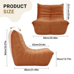 Dprodo Lazy Floor Sofa Couch, Ergonomic Design Fireside Chair in Brown - Size: 1 Pack - thumbnail 4