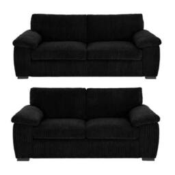 SNUG FURNITURE BIRMINGHAM LTD Amalfi Jumbo Cord 3+2 Set in Black - thumbnail 1