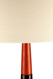 Orsina Ceramic & Wood Base Table Lamp With Cream Shade, Sculptural Lamp With Tapered Neck, Decorative Lighting in Black - thumbnail 4