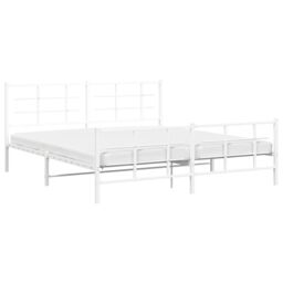 Berkfield Home Metal Bed Frame without Mattress with Footboard White 183x213cm - Size: 183x213 cm - thumbnail 4