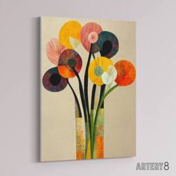"Artery8 Abstract Flower Bouquet in Vase Floral Canvas Wall Art Print - Size: W18"" x H24""" - thumbnail 2