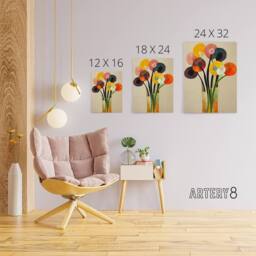 "Artery8 Abstract Flower Bouquet in Vase Floral Canvas Wall Art Print - Size: W18"" x H24""" - thumbnail 4