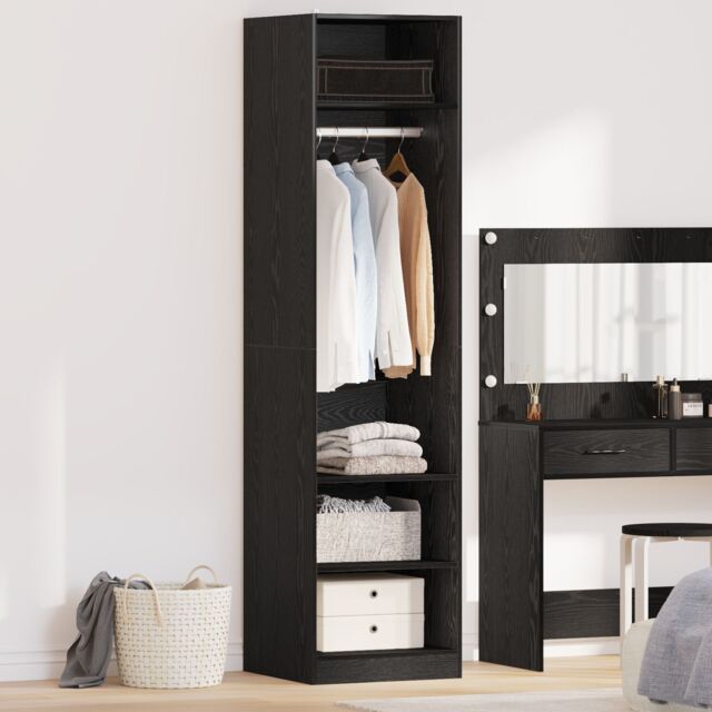 Berkfield Home Wardrobe with Shelf Black oak 50 x 50 x 200 cm Engineered wood - image 1