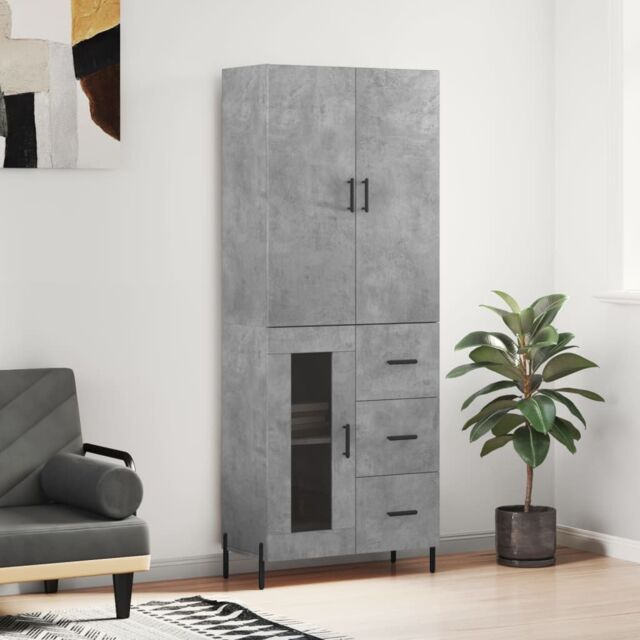 Berkfield Home Highboard Concrete Grey 69.5x34x180 cm Engineered Wood - image 1