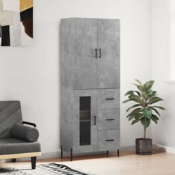 Berkfield Home Highboard Concrete Grey 69.5x34x180 cm Engineered Wood - thumbnail 1