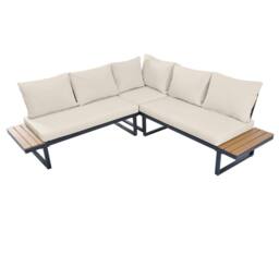 Matteo Garden Lounge Set - Reclining Adjustable Seats, WPC Tabletop - 4 Piece in Beige - thumbnail 9