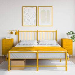 Berkfield Home Bedside Cabinets 2 pcs Mustard Yellow 36x39x68 cm Steel - Size: 36 x 39 x 68 cm - thumbnail 1