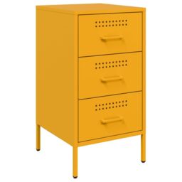 Berkfield Home Bedside Cabinets 2 pcs Mustard Yellow 36x39x68 cm Steel - Size: 36 x 39 x 68 cm - thumbnail 5