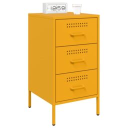 Berkfield Home Bedside Cabinets 2 pcs Mustard Yellow 36x39x68 cm Steel - Size: 36 x 39 x 68 cm - thumbnail 3