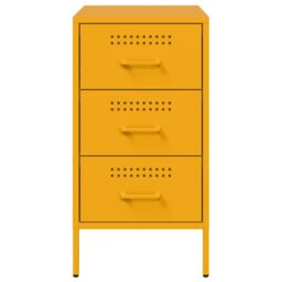 Berkfield Home Bedside Cabinets 2 pcs Mustard Yellow 36x39x68 cm Steel - Size: 36 x 39 x 68 cm - thumbnail 6