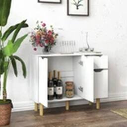 EONLION Wooden Sideboard Living Room TV Stand 2 Doors 2 Drawers in White - thumbnail 2