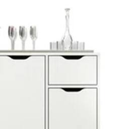EONLION Wooden Sideboard Living Room TV Stand 2 Doors 2 Drawers in White - thumbnail 4