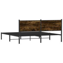 Berkfield Home Metal Bed Frame without Mattress Smoked Oak 183x213 cm in Brown - thumbnail 7