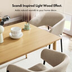 VonHaus Burton Wood Effect 6 Seater Dining Table in Light Brown - thumbnail 4